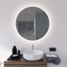 YIZHE Beleuchtet Wandspiegel,Lichtspiegel,Badezimmerspiegel,Bad Wandspiegel,Badezimmer LED Spiegel,LED Badspiegel,Spiegel rund,Badspiegel mit Beleuchtung,mit Ø 80 cm,mit hochwertigen Aluminiumrahmen 