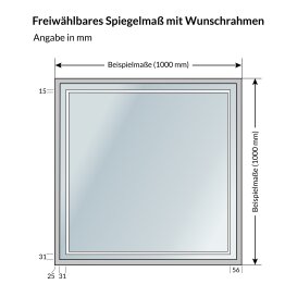 Spiegel mit Rahmen und Licht Line IV