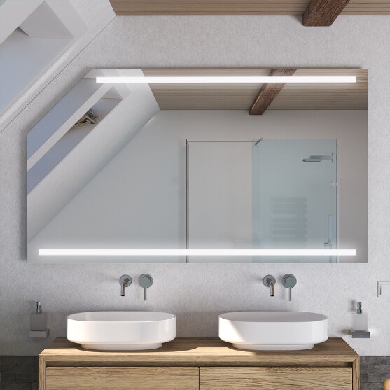 Badspiegel mit FlächenLED Premium V für Dachschräge