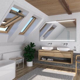 Badspiegel mit FlächenLED Premium V für Dachschräge