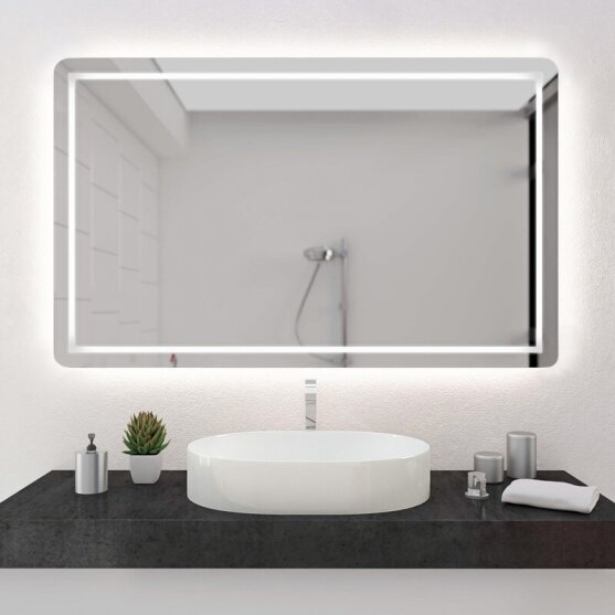 LED Badspiegel mit Rundecken Line IV +