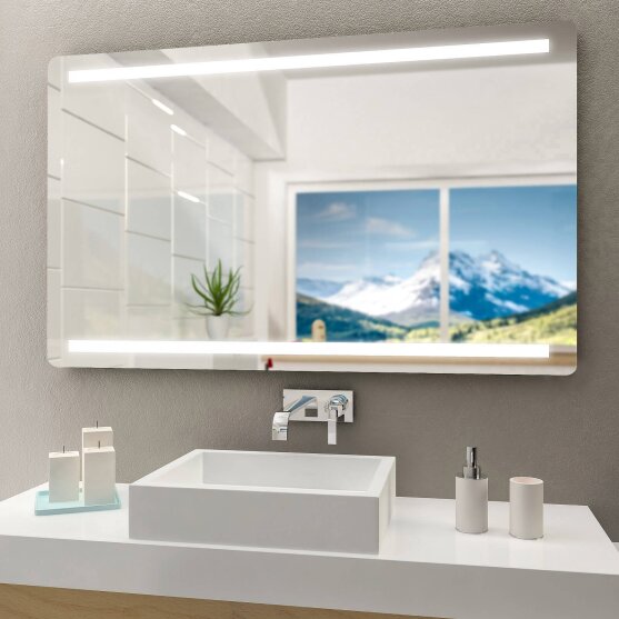 Rundecken Badspiegel mit FlächenLED Premium V