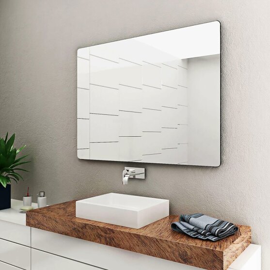 Badspiegel / Wandspiegel ohne Beleuchtung mit Rundecken