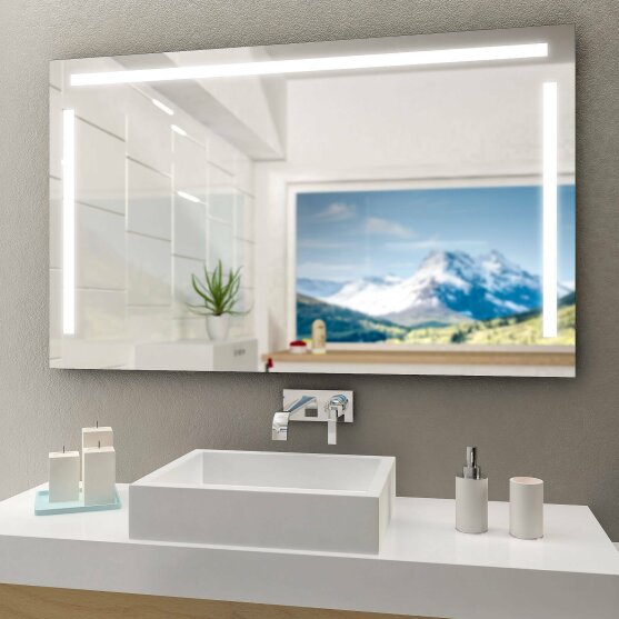 100 x 60 cm BxH SALE Badspiegel mit FlächenLED Premium III