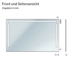 100 x 60 cm BxH SALE Badspiegel mit FlächenLED Premium III